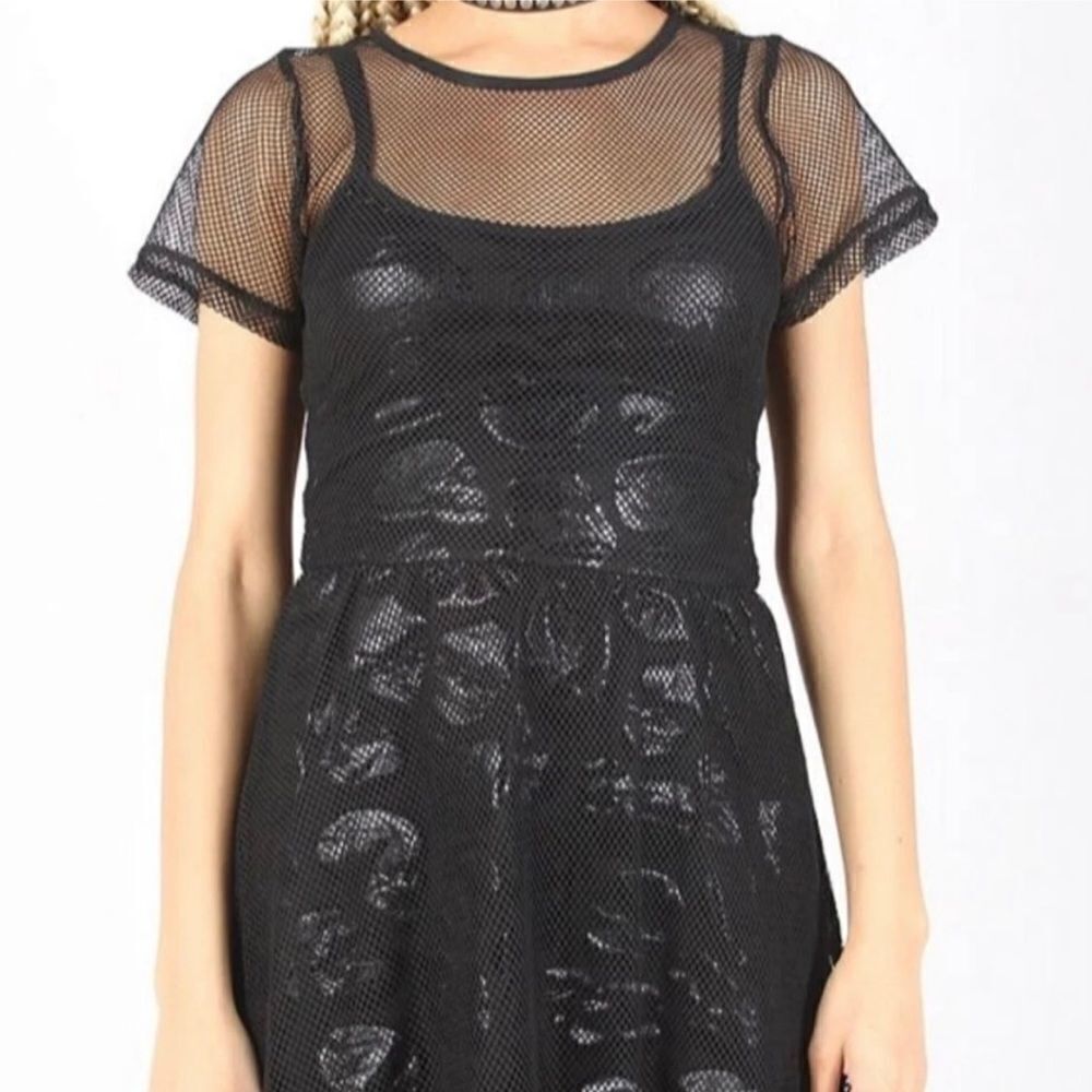 Iron Fist skulls club mesh dress. Size small. NWT